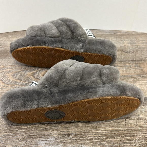 SOLD IN STORE NEW UGG Fluff Yeah Grey Sheepskin Slide Slippers Size 9 - Picture 7 of 9